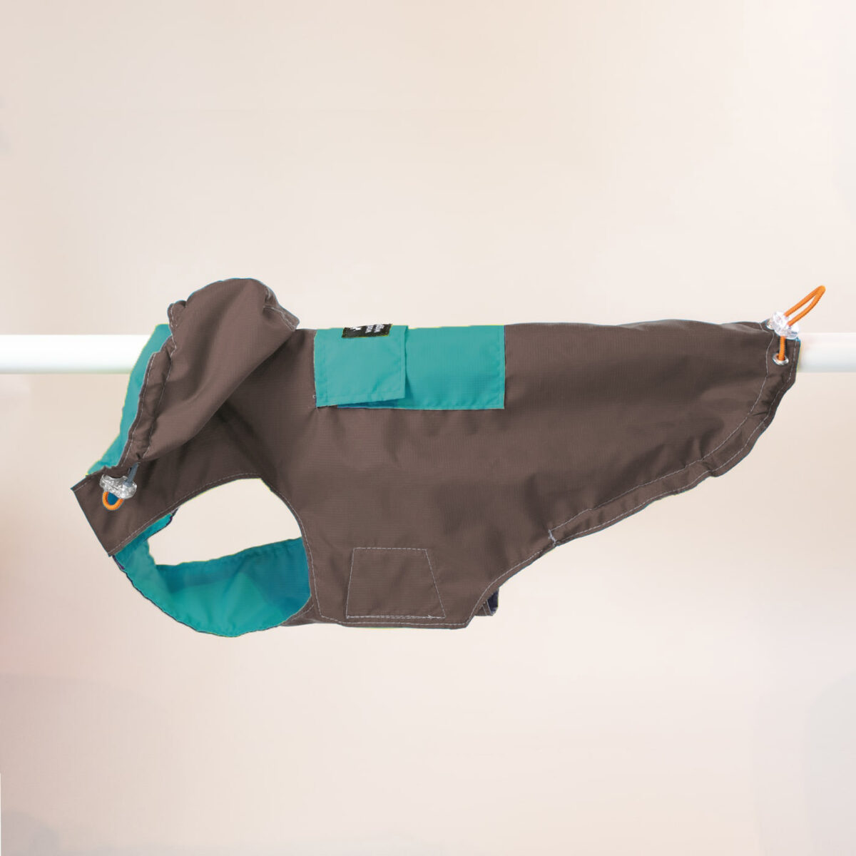 Hunde Regenanorak Braun/Petrol