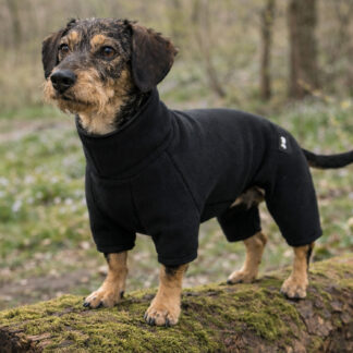 Hunde Onesie Polartec Pullover mit Beinchen in Schwarz