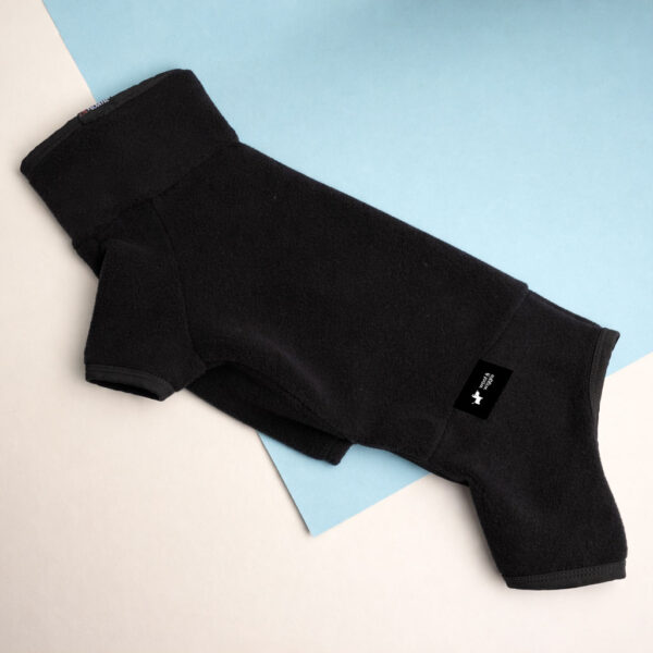 Hunde Onesie Polartec Pullover mit Beinchen in Schwarz