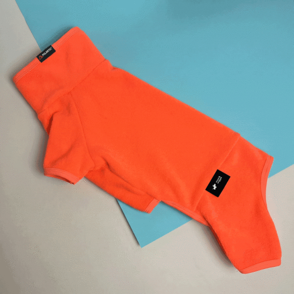 Hunde Onesie Polartec Pullover mit Beinchen in Neon Orange