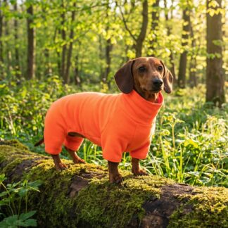 Hunde Onesie Polartec Pullover mit Beinchen in Neon Orange