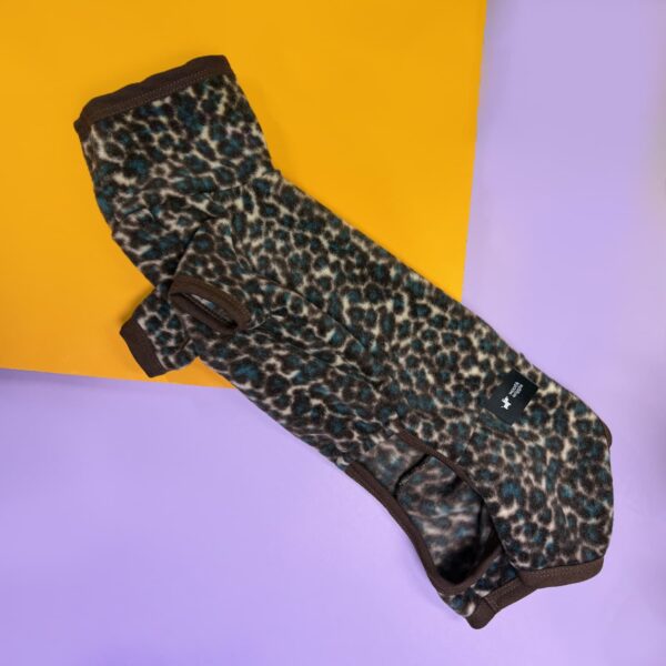 Hunde Onesie Leopard Braun/Petrol Pullover mit Beinchen