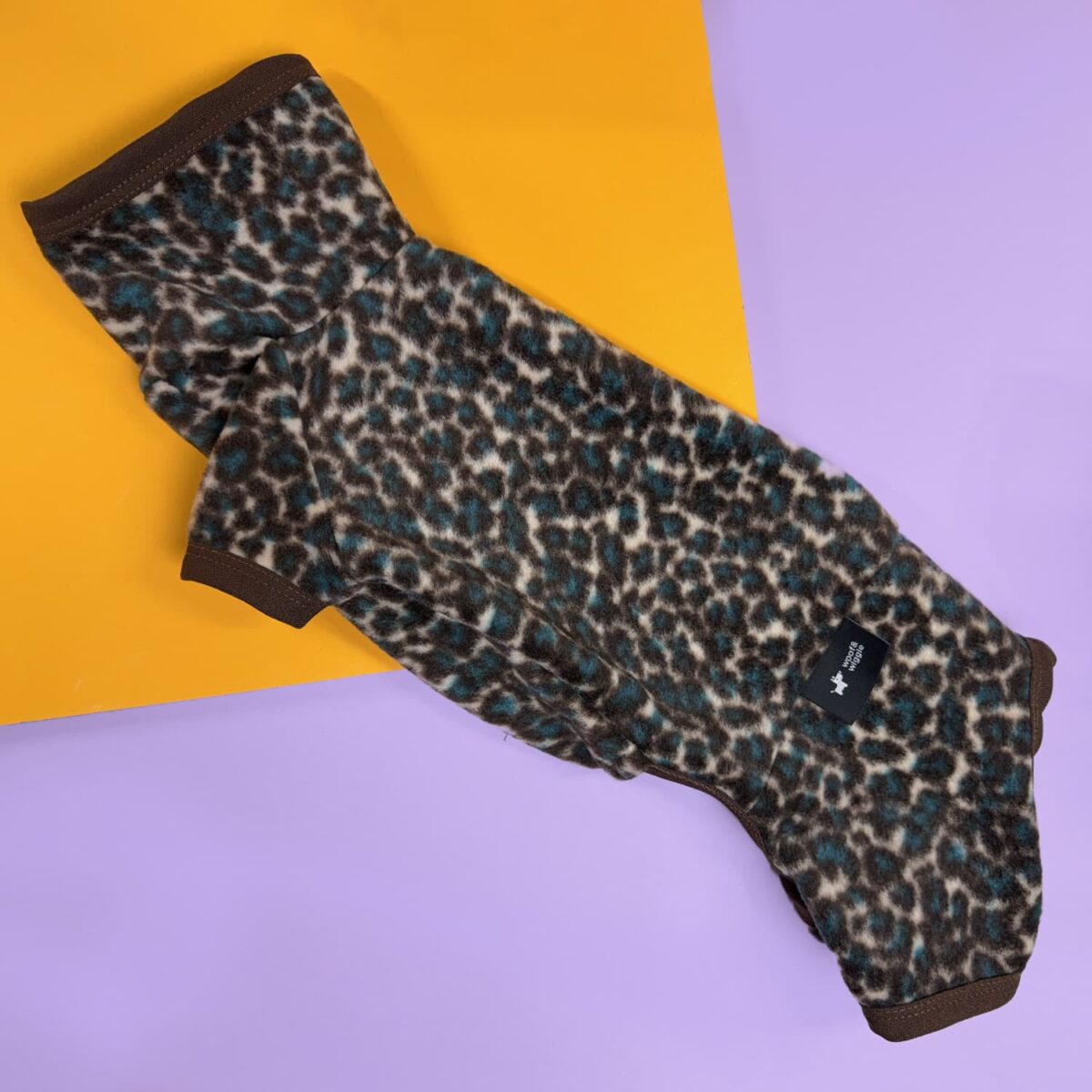 Hunde Onesie Leopard Braun/Petrol Pullover mit Beinchen