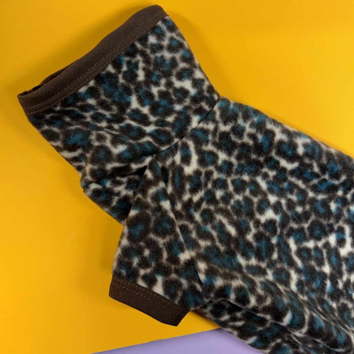 Hunde Onesie Leopard Braun/Petrol Pullover mit Beinchen