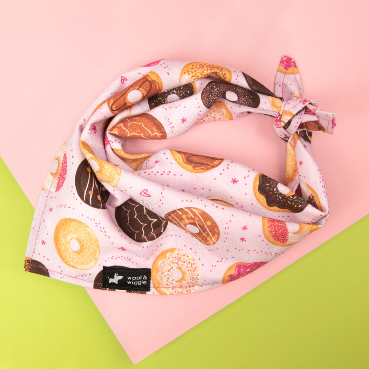 Dog bandana with different donut motifs