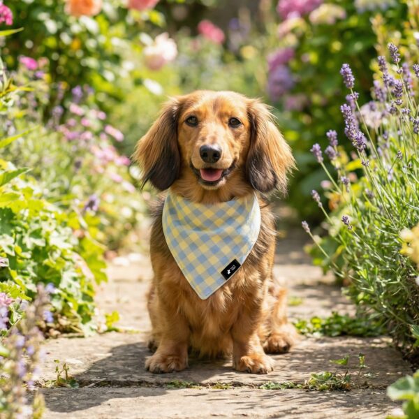 Hundehalstuch Bandana Gingham Bandana Gelb Blau